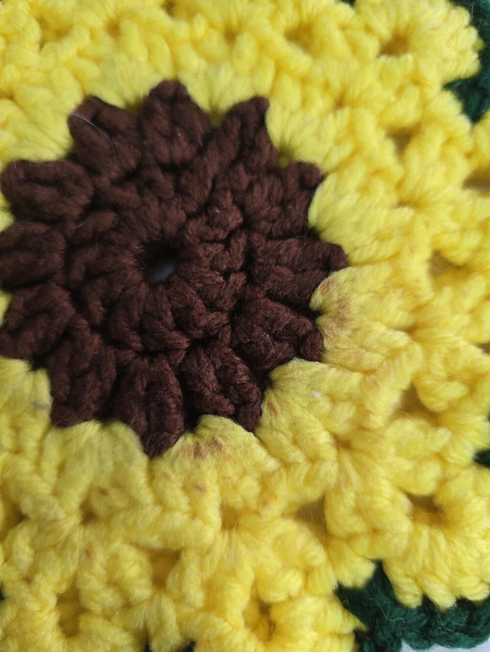 Sunflower Hanging Kitchen Towel Set with Crochet Sunflower Potholders Handmade